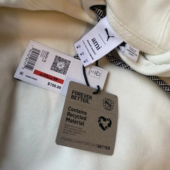 NWT PUMA x AMI Hoodie, Marshmallow, Size:XS - Picture 6 of 9